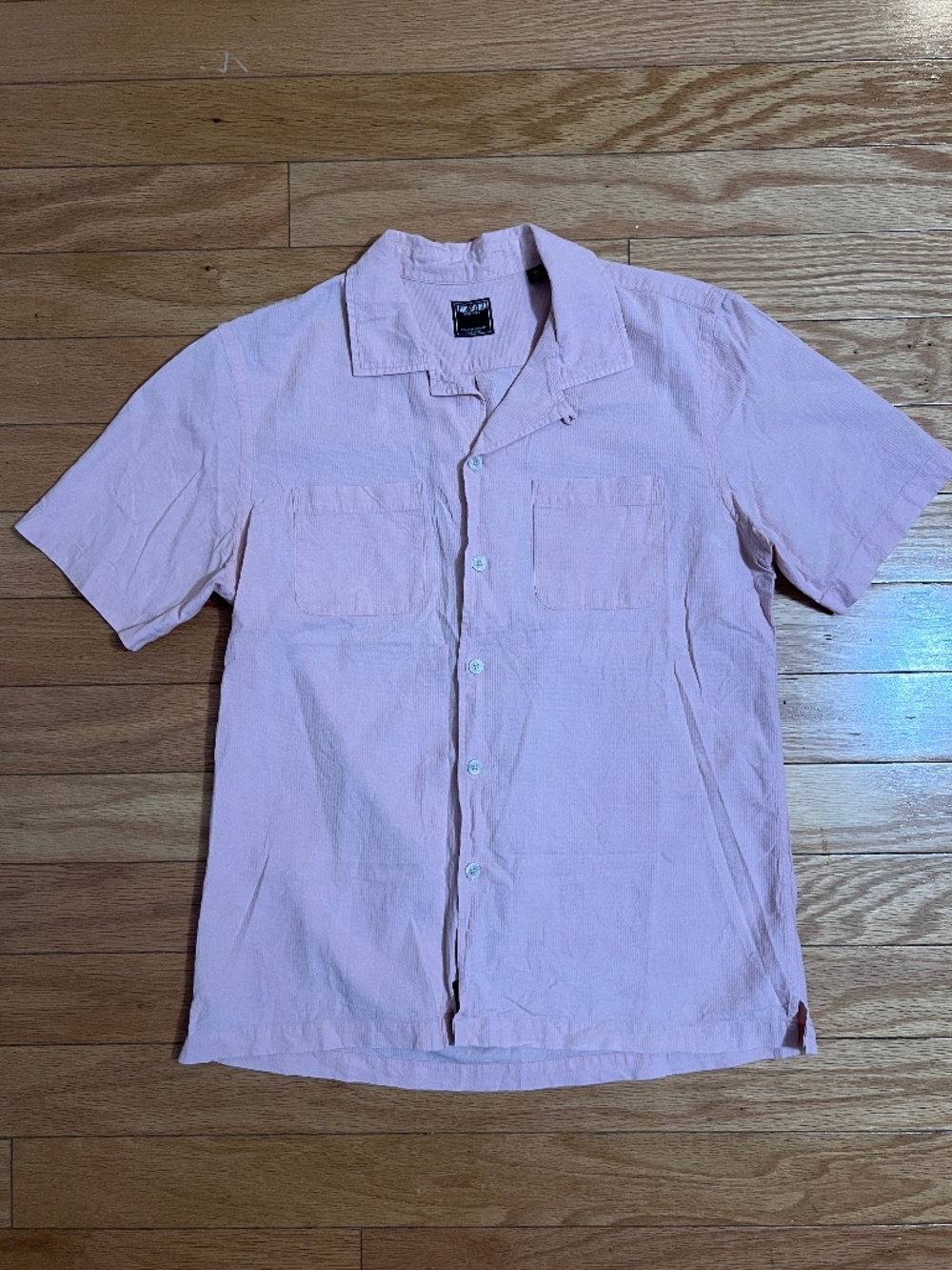 Todd Snyder Light Pink Lightweight Short Sleeve Button Down Shirt, Medium